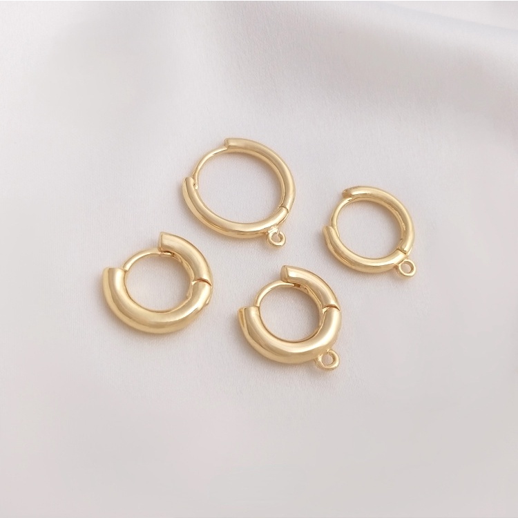 Một Cặp Bông Tai Hình Tròn Mạ Vàng 14K Có Khóa Treo Trang Sức diy