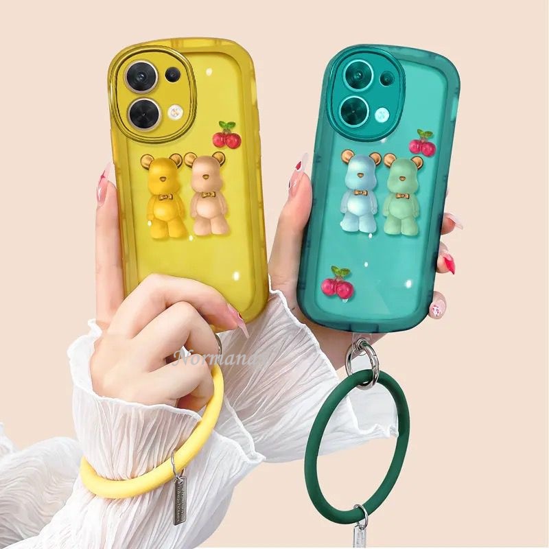Ốp Điện Thoại Dẻo Trong Suốt Họa Tiết Chú Gấu & Cherry 3D Cho OPPO Reno8 Z 8Pro Reno 8 8Z 7 7Z 7Pro Z Pro 5G 4G 2022
