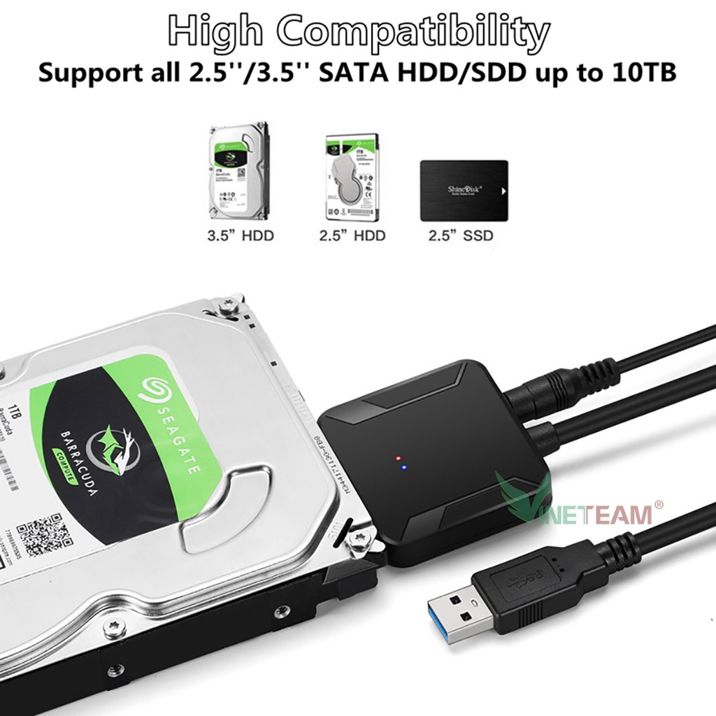 Cáp chuyển đổi ổ cứng Sata sang Usb 3.0 2.5 / 3.5 Hdd Ssd chất lượng cao -dc4609