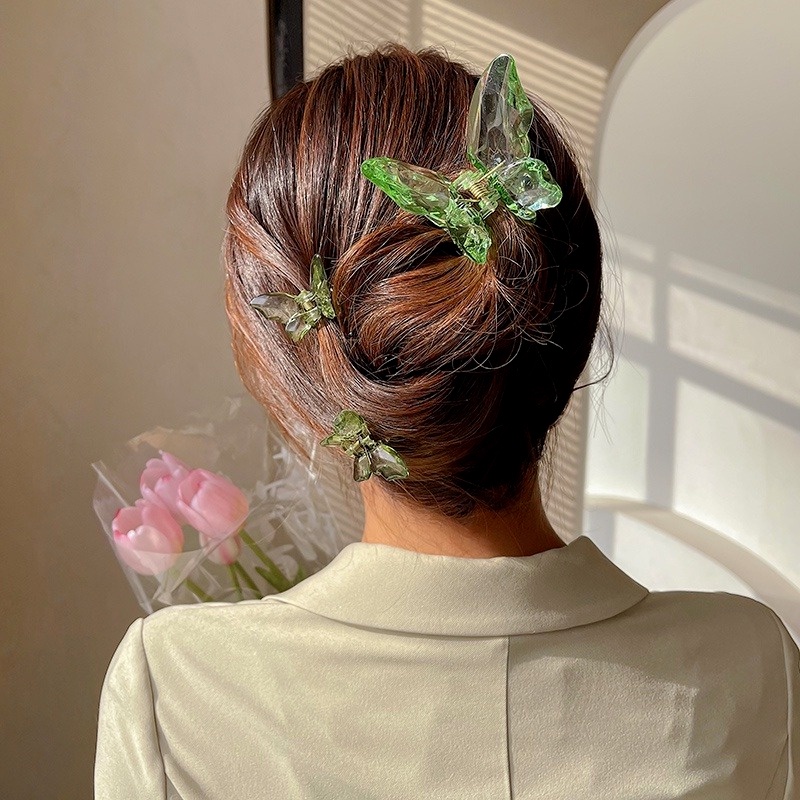 Set 3 Kẹp Tóc Càng Cua Cỡ Lớn Hình Bướm Màu Sáng Thời Trang Mùa Hè Hàn Quốc Cho Nữ