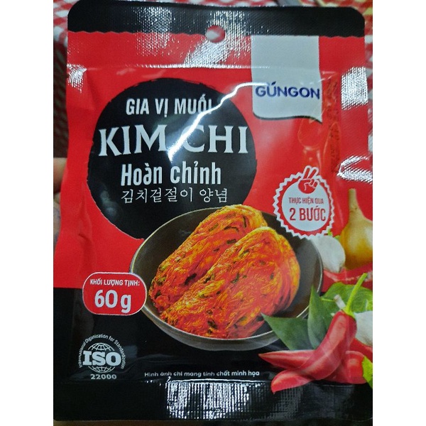 (TẶNG 6 CHAI XỐT 3 VỊ)COMBO 30 GÓI GIA VỊ MUỐI KIM CHI HOÀN CHỈNH GUNGON 60GR