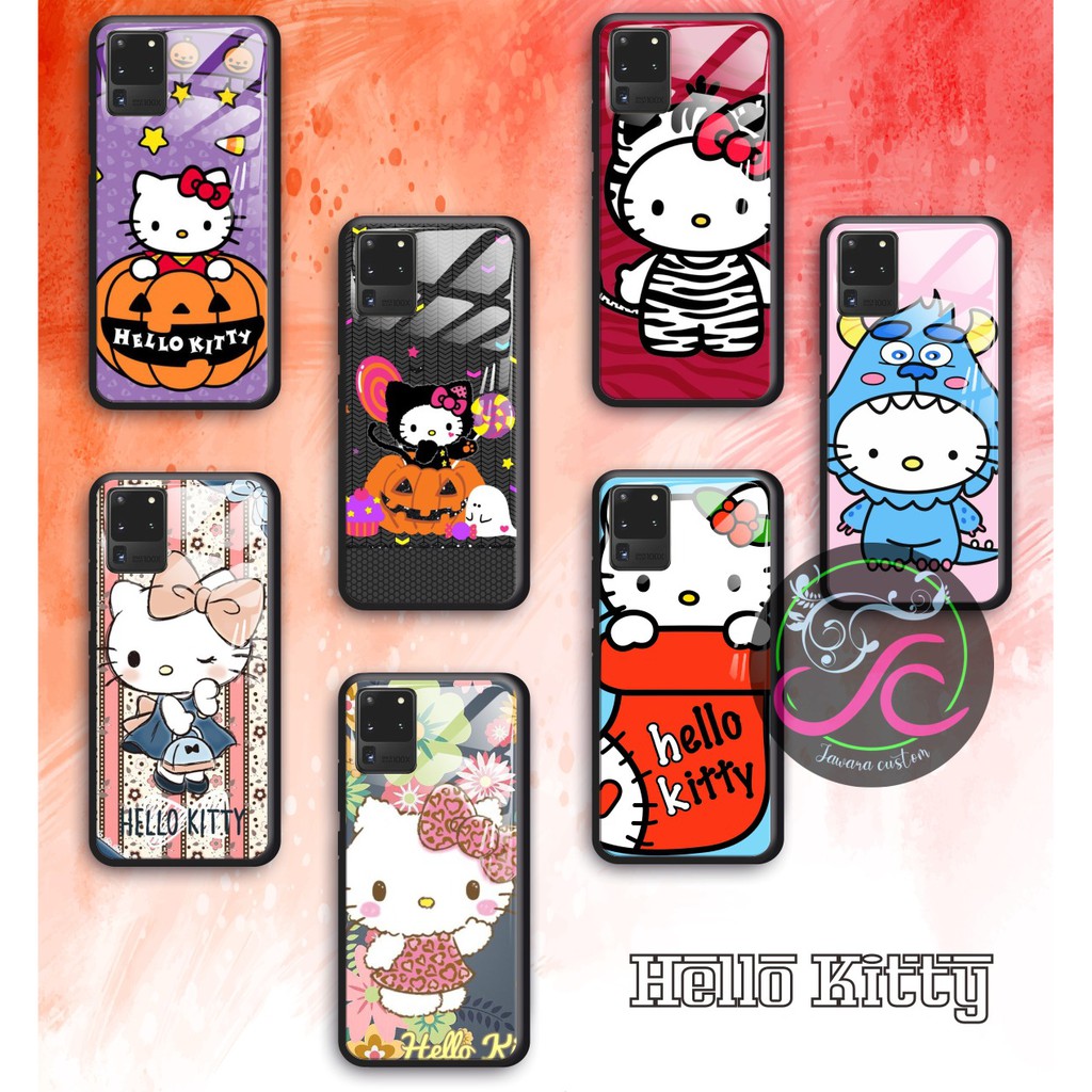 Lưng Ốp Điện Thoại Mặt Kính Hình Hello Kitty Cho Samsung J2prime G530prime A10 A20 A30 A20s A50 A50s A21s A01 A11 Jw1001