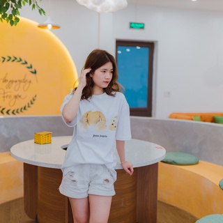 Áo thun nam nữ Plamangels from rộng chất liệu cotton 100% thoáng mát dễ phối đồ