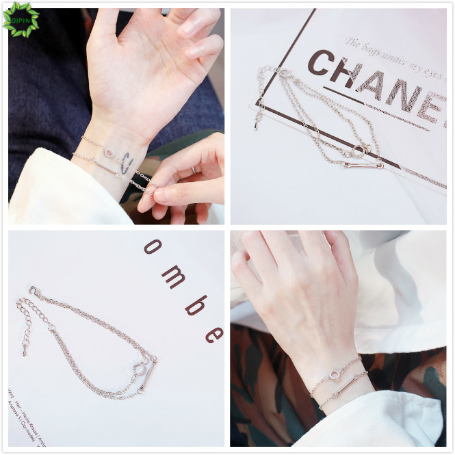 Vòng tay mạ bạc 2 lớp phong cách Hàn Quốc cho nữ