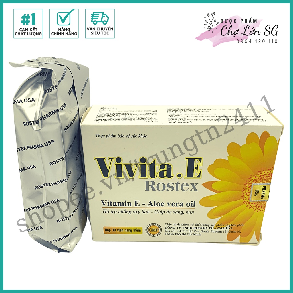 Viên uống đẹp da Vitamin E 4000mcg, tinh dầu lô hội làm đẹp da, chống lão hóa - Hộp 30 viên