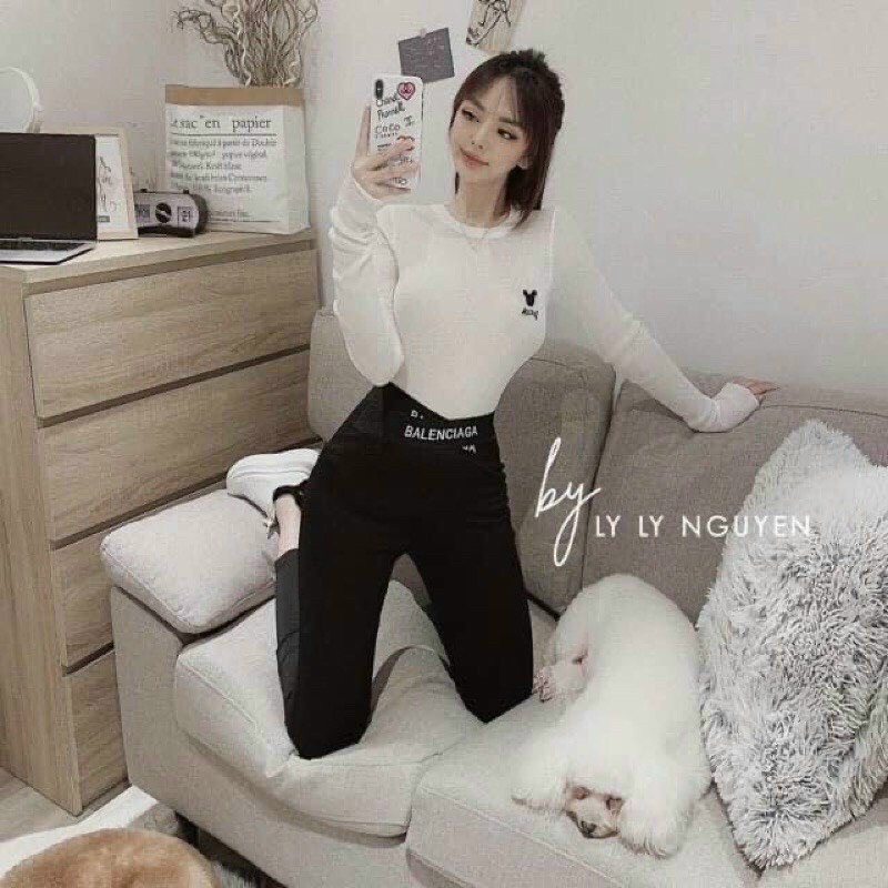 Quần legging đan chéo lưng bà len hot hit k