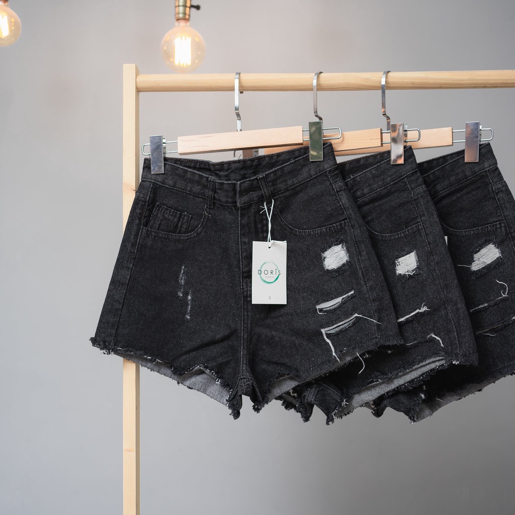Quần Sọt Xám Đen Rách Lai Xả Form Chư A Lưng Siêu Cao