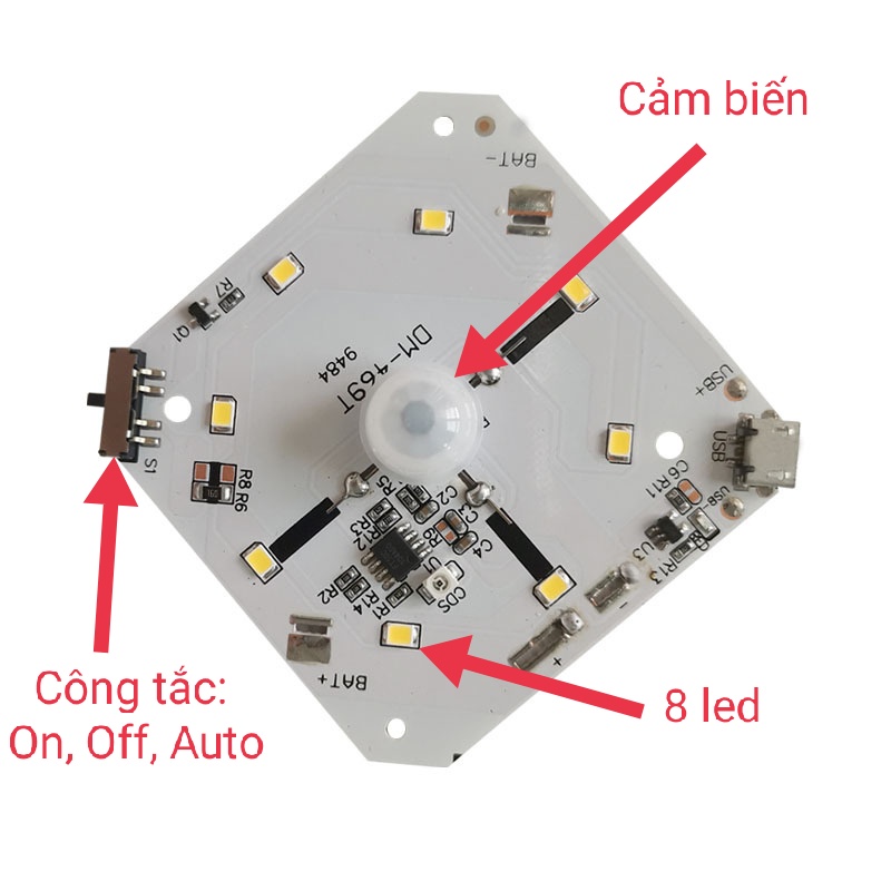 Đèn LED cảm biến thông minh, loại có công tắc 3 chế độ, cảm biến chuyển động thông minh | BigBuy360 - bigbuy360.vn