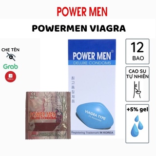Bao cao su PowerMen Viagra hộp 12 chiếc siêu mỏng kéo dài thời gian chống xuất tinh sớm