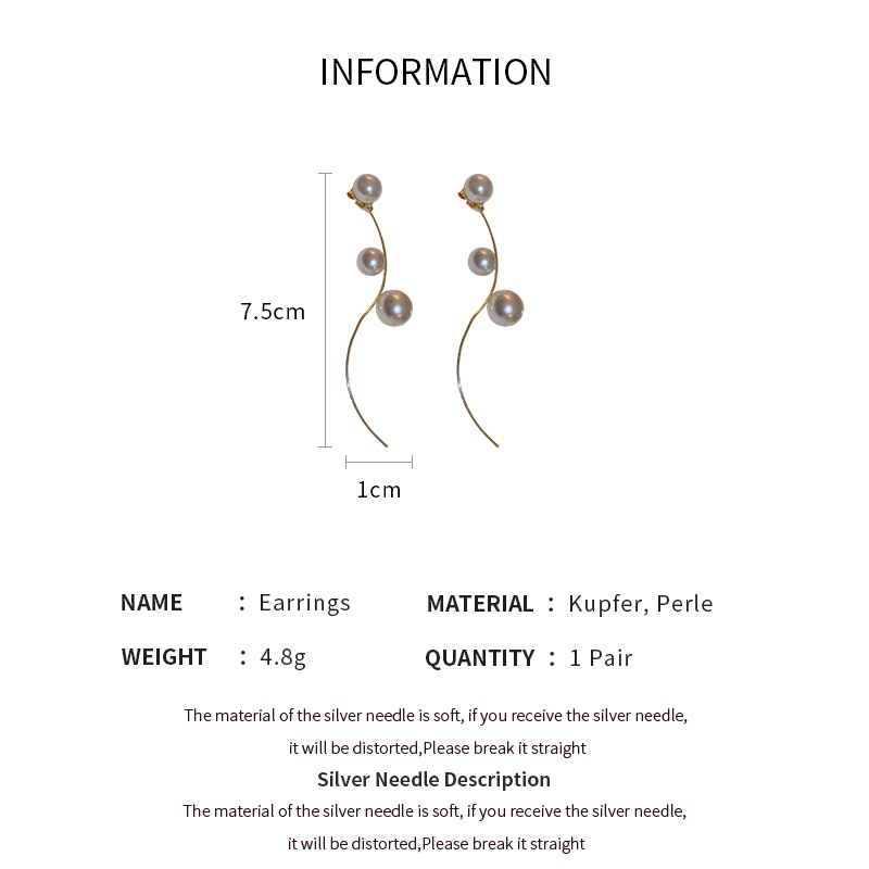 DREJEW Khuyên tai mạ bạc đính ngọc trai phối tua rua phong cách Pháp thời trang cao cấp