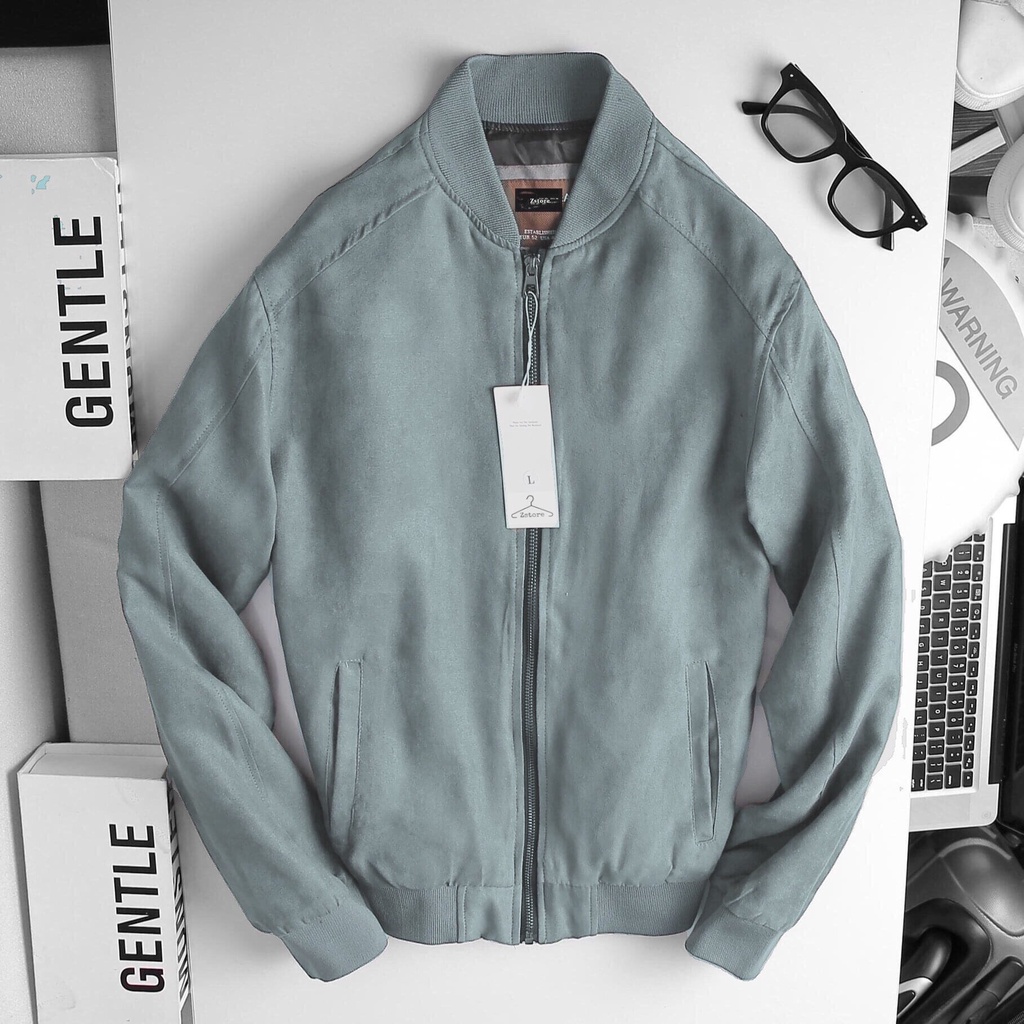 Áo Khoác Nam Bomber Da Lộn, Chất Da Lộn Mềm Mượt, Chống Nước Nhẹ, Năng Động,