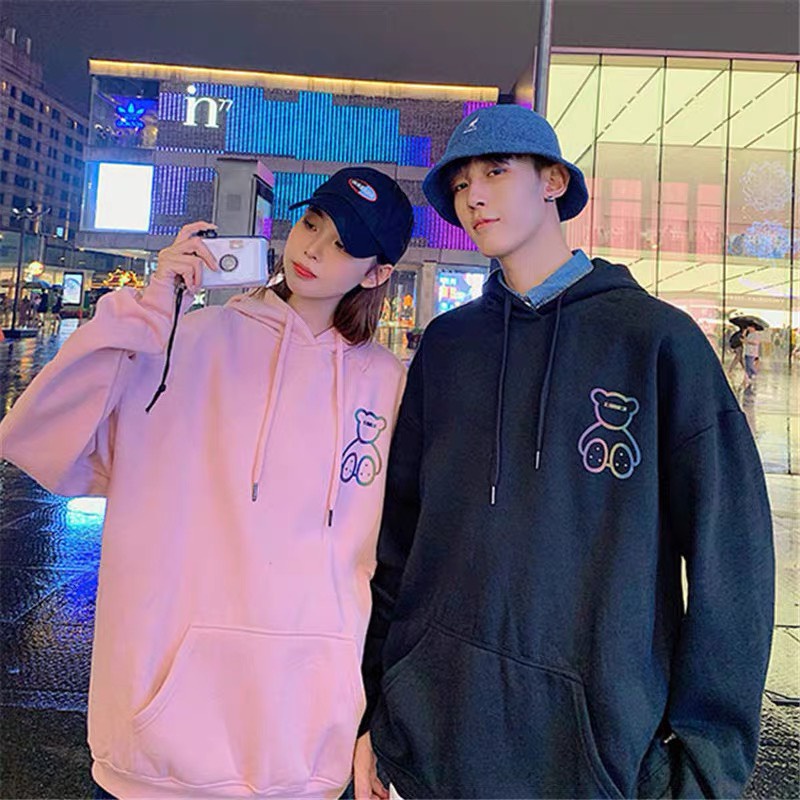 Áo HOODIE UNISEX hình gấu phản quang nổi bật