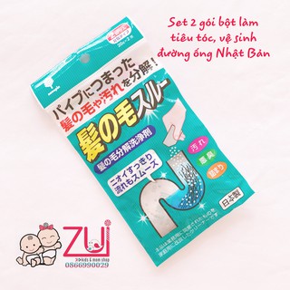 Set 2 gói bột làm tiêu tóc, vệ sinh đường ống Nhật Bản