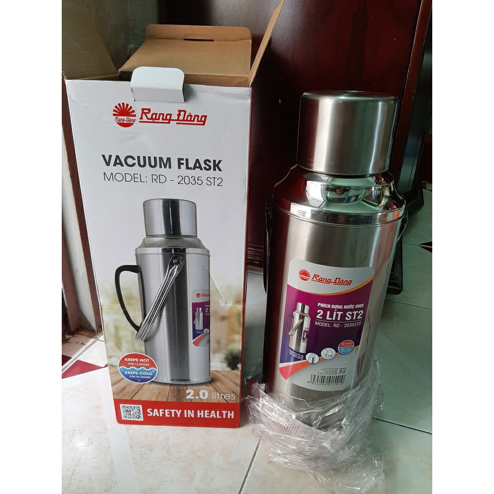 Phích đựng nước nóng, phích giữ nhiệt 2 Lít Vỏ INOX CAO CẤP RẠNG ĐÔNG Model: RD 2035 ST2