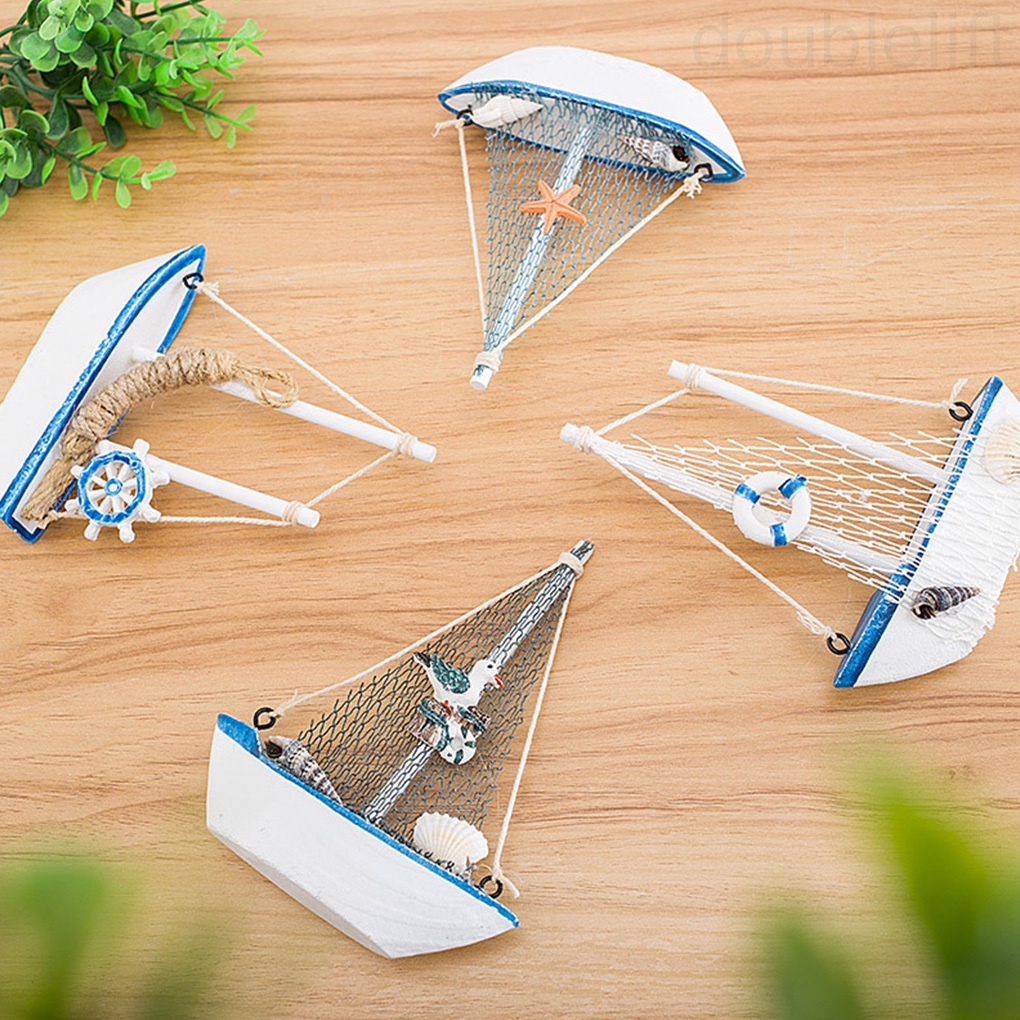 Đồ trang trí mô hình thuyền buồm mini bằng gỗ để bàn nhà cửa / văn phòng / khách sạn