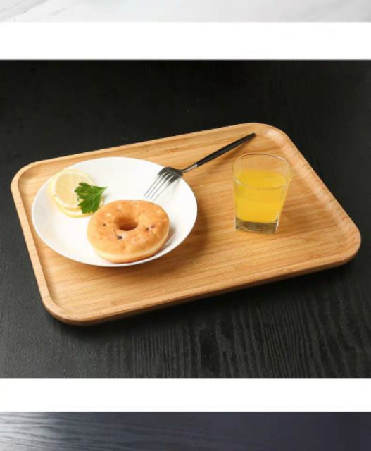 Khay trà chữ nhật gỗ tre phong cách Nhật hàng dày dặn