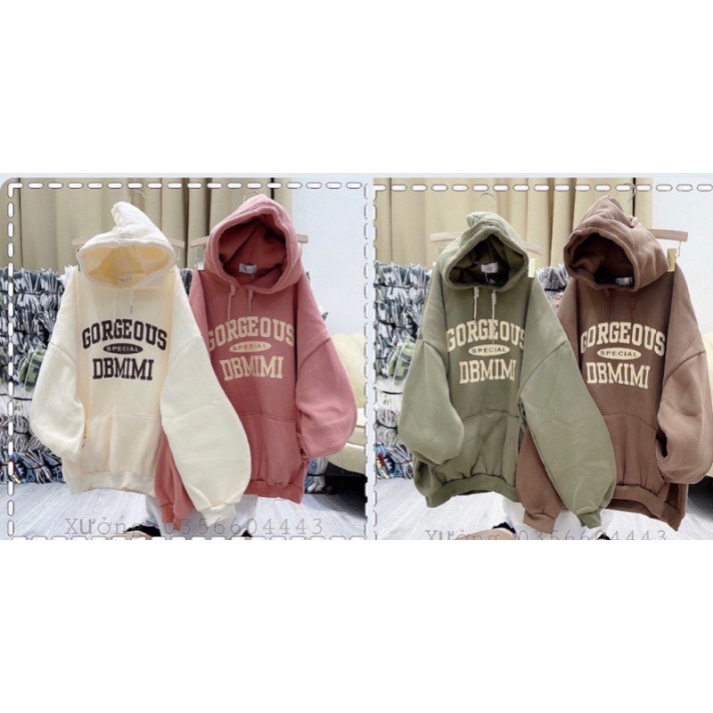 Áo Hoodie Gorge Mũ 2 Lớp Chất Nỉ Bông Cao Cấp, Áo Hoodie Nam Nữ Form Rộng Tay Bồng