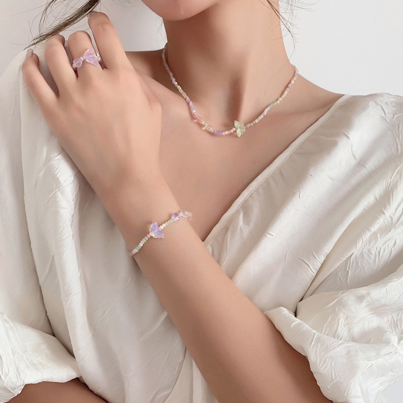 1 Vòng Cổ Nhiều Màu Sắc Hình Học, Bướm Và Chữ Thời Trang Hàn Quốc