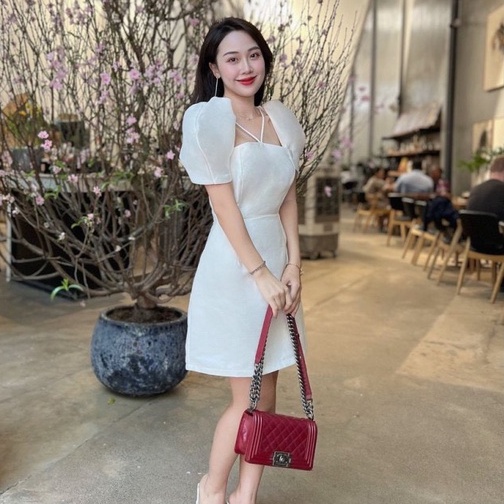 Đầm Dự Tiệc Cổ Yếm Tay Phồng Dáng Xoè Siêu Xinh - NV311