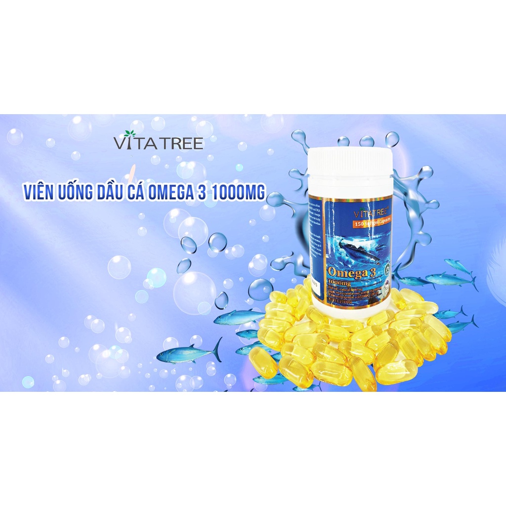 Viên Uống Vitatree Omega 3 1000mg Bổ Sung DHA,EPA Giúp Bổ Não Tăng Cường Thị Lực Hộp 150 Viên Của Úc