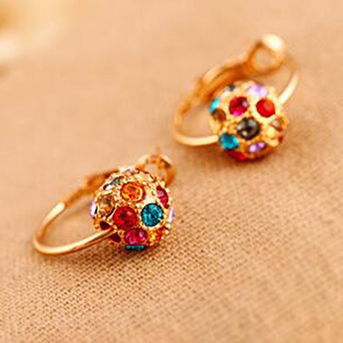 [Hàng Có Sẵn] [Hàng Có Sẵn]★ Khuyên Tai Quả Cầu May Mắn Đính Đá Pha Lê Nhiều Màu