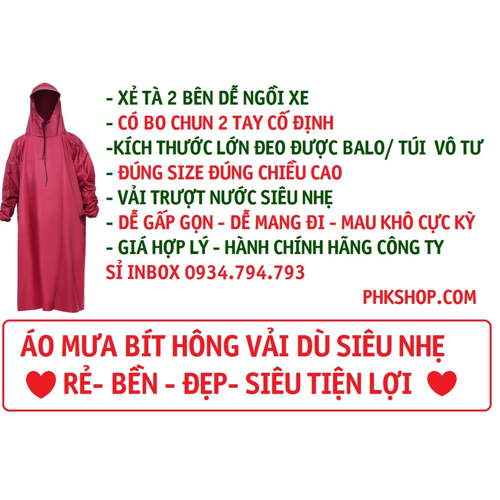 ÁO MƯA SIÊU NHẸ BÍT HÔNG PHK SHOP