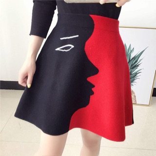 Chân váy len phối 2 màu