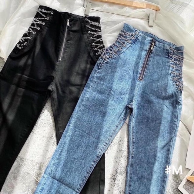 QUẦN BÒ JEANS ÔM LƯNG CAO XÍCH HÔNG