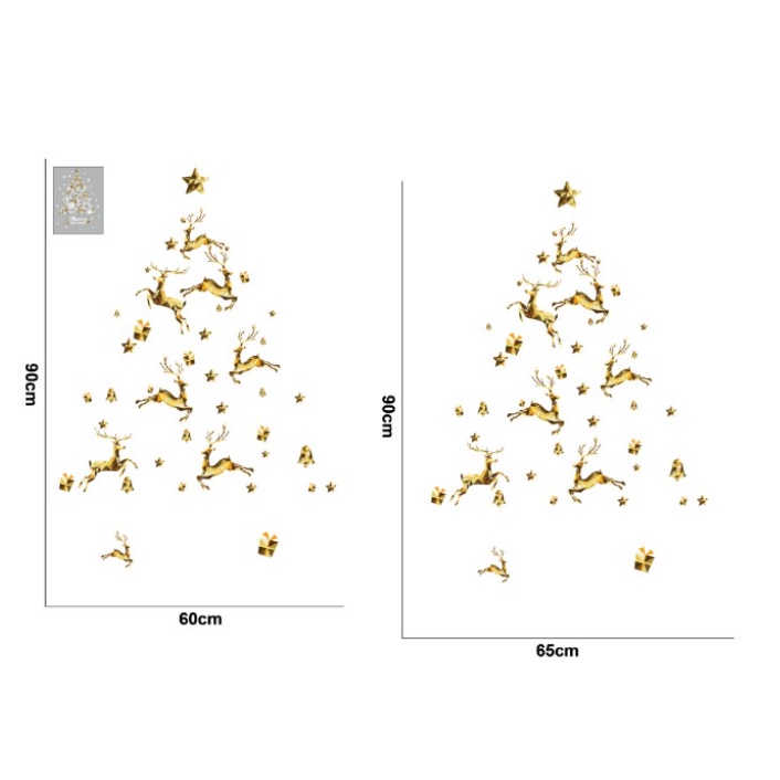 Decal Trang Trí Noel - Cây thông ánh vàng bạc săc nét | BigBuy360 - bigbuy360.vn