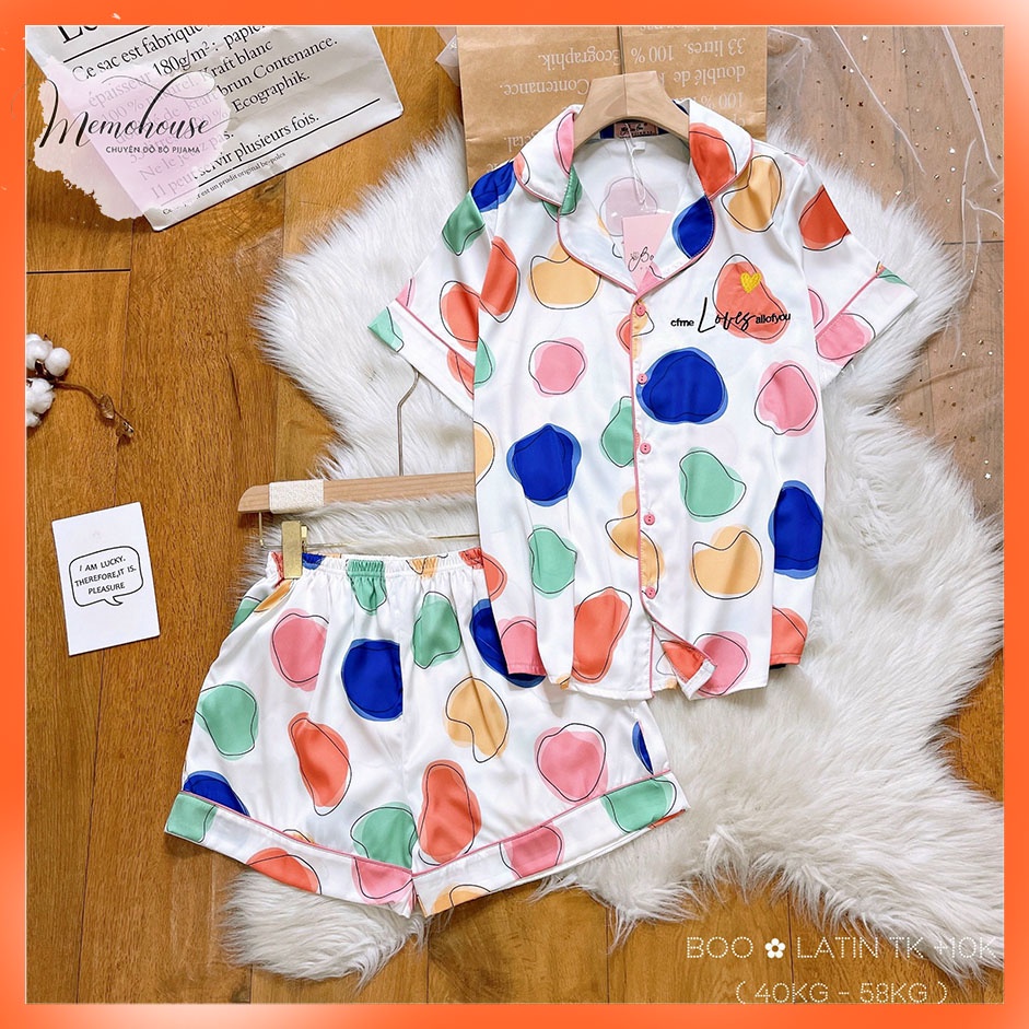 Đồ Mặc Nhà Pijama Lụa Latin Quần ĐÙI Freesize - HÀNG THIẾT KẾ CAO CẤP BOO