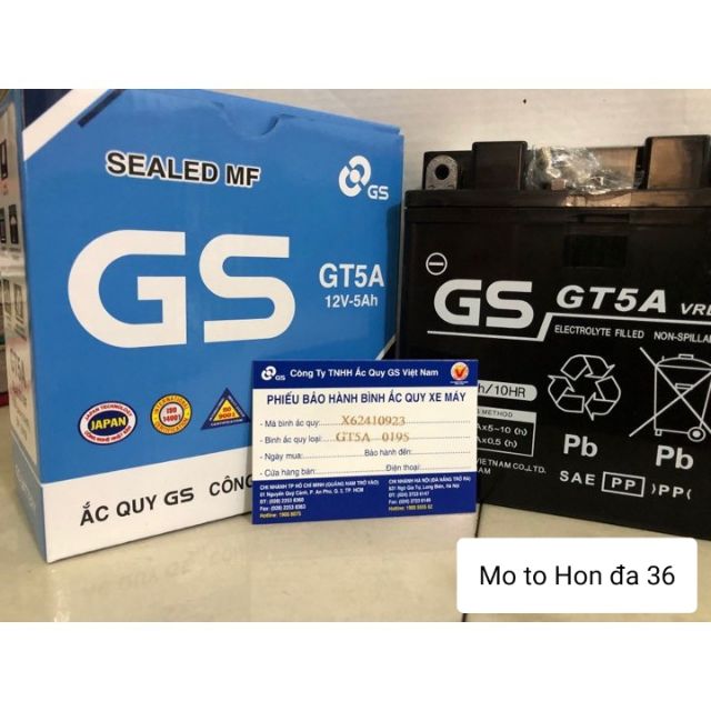 Bình Ắc Quy Khô GS (12V - 5Ah) - Dành cho xe số Honda, Yamaha, Suzuki, SYM.