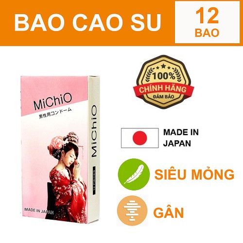 Bao cao su Michio siêu mỏng, có gân, Nhật Bản, (12 cái) Hương chuối ngọt ngào_Dâng trào cảm xúc