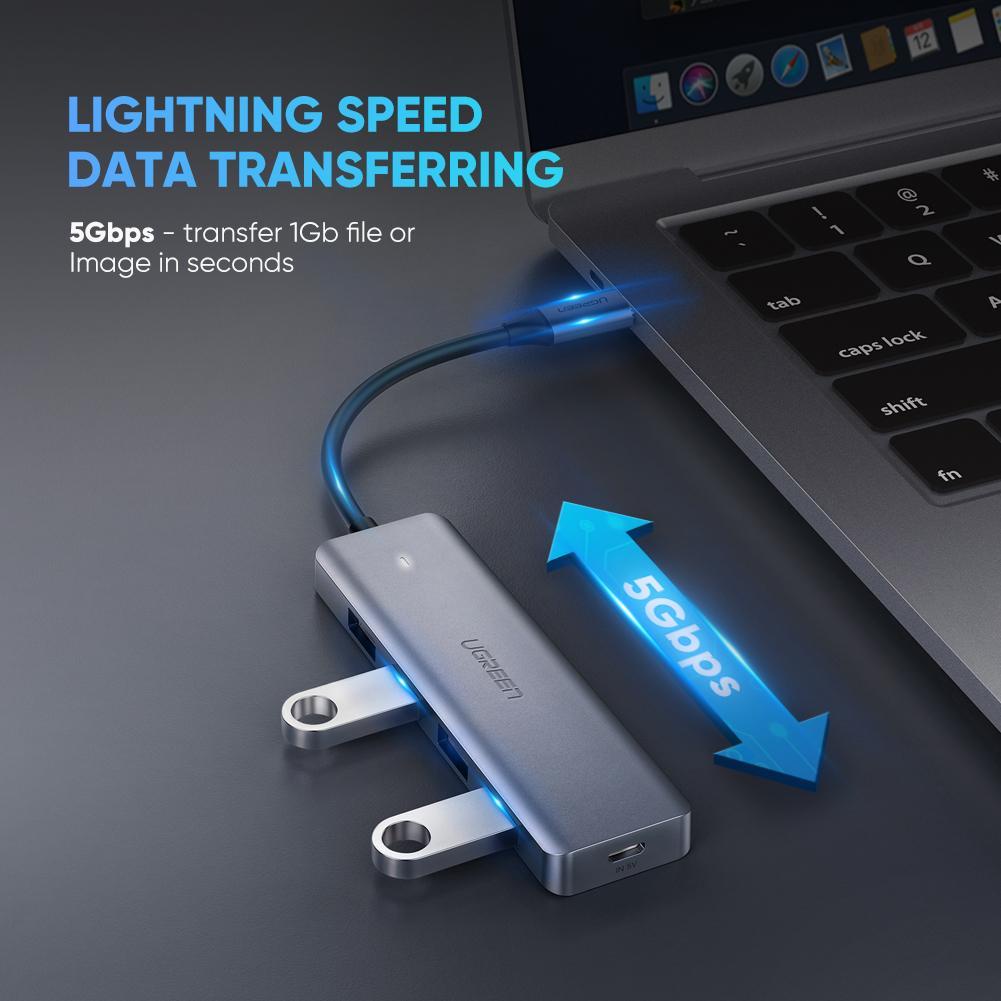 Bộ Chia Hub USB Type C Ra 4 Cổng USB 3.0 Ugreen 70336