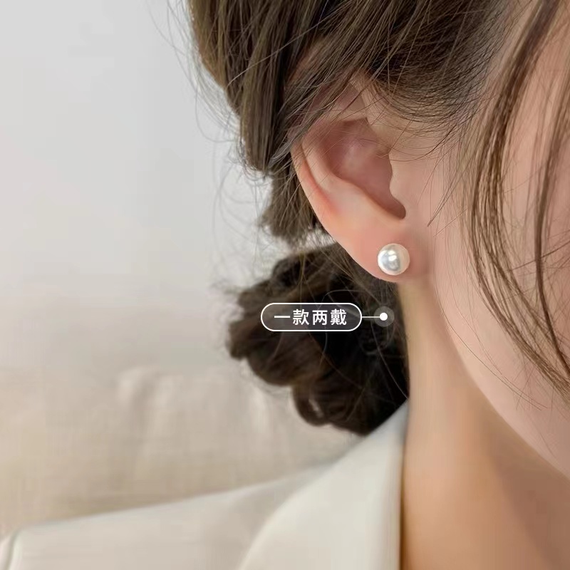 Bông Tai Mạ Bạc 925 Hình Nơ Đính Đá Ngọc Trai Giả Phong Cách Thời Trang Hàn Quốc