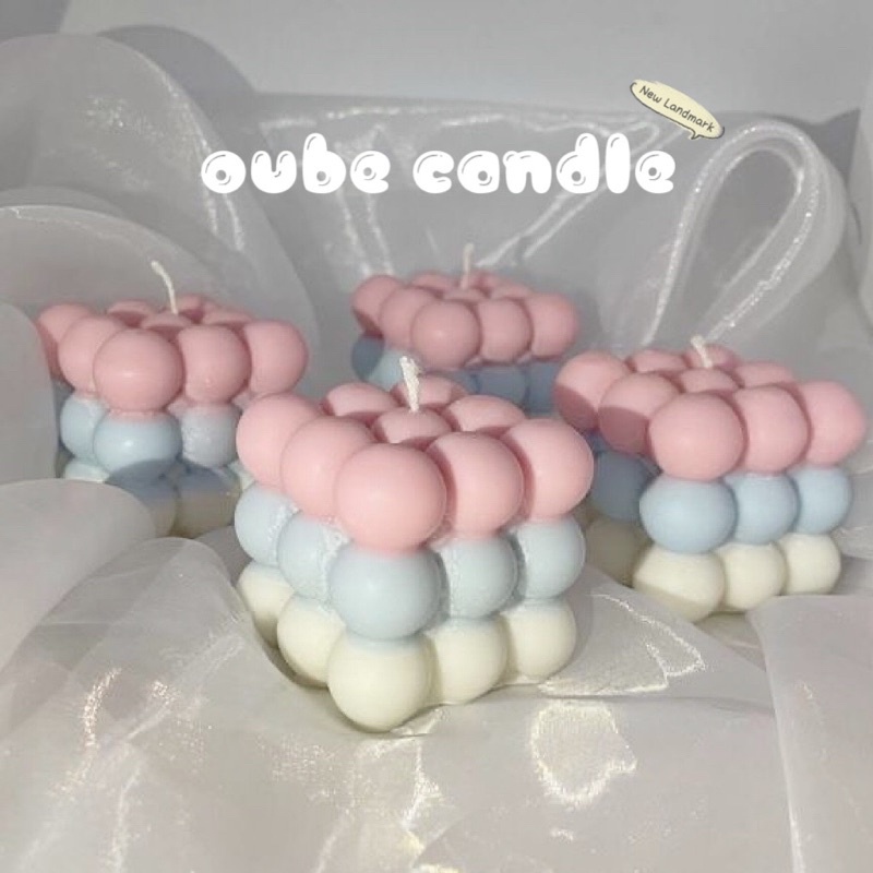 Nến Thơm Cao Cấp Hình Rubik Ba Tầng Không Khói Thư Giãn Hàn Quốc Trang Trí Quà Tặng 10cm | Oube Candle NT48