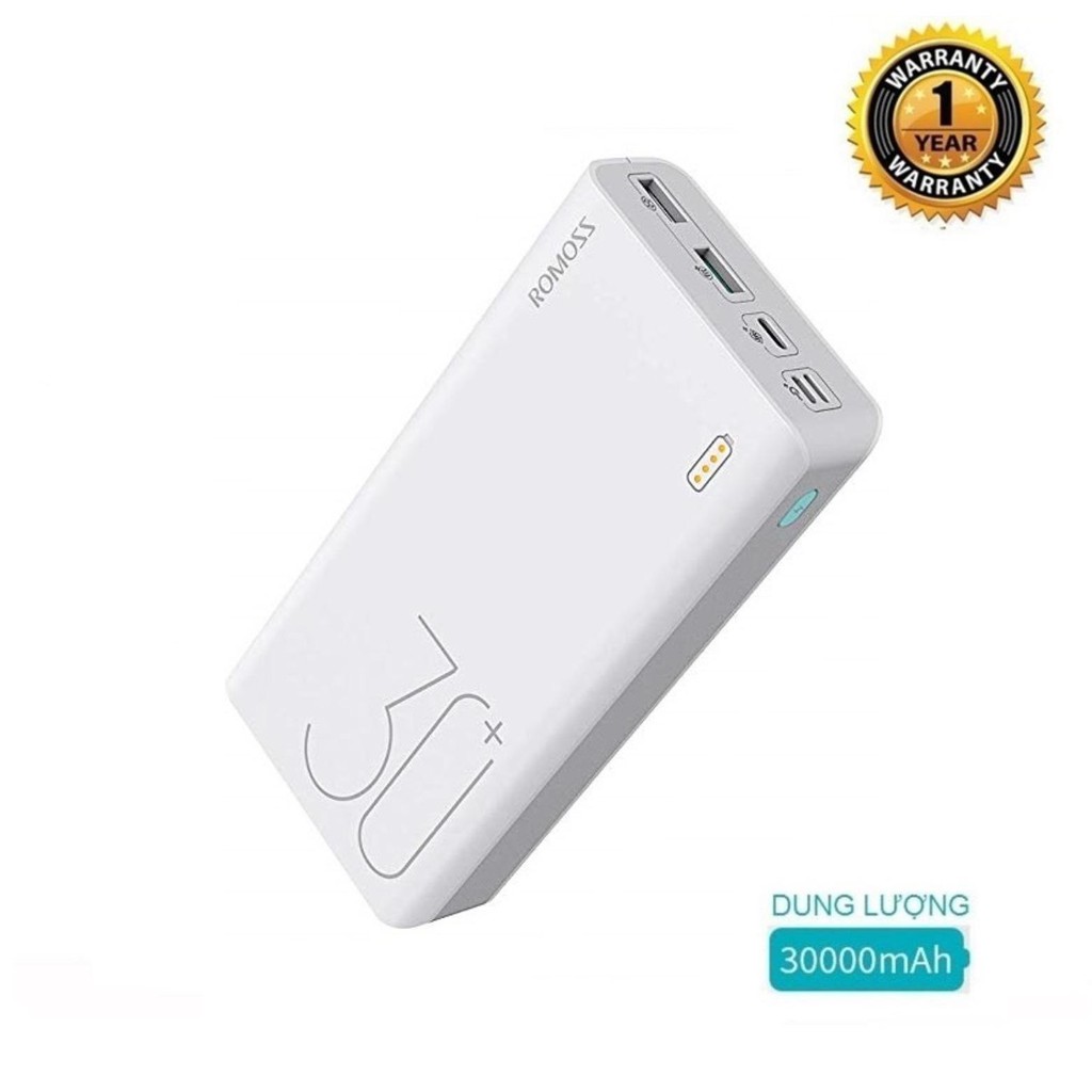 Pin sạc dự phòng Romoss Sense 8+ 30000mAh QC3.0 (Trắng)