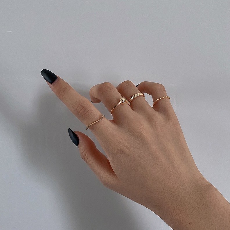 Bộ 4 Nhẫn Đeo Tay Phong Cách retro Thời Trang Sang Trọng Cho Nữ