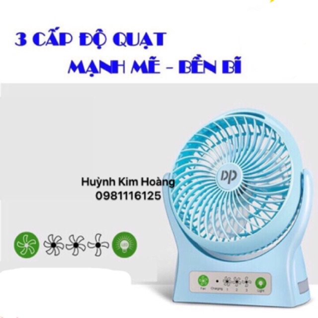 Quạt Sạc Tích Điện Cao 26cm DP-7605 Cao Cấp