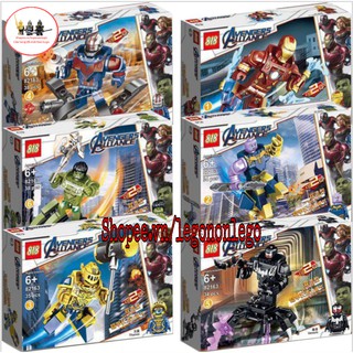 Bộ 6 hộp Minifigure cổ siêu anh hùng Marvel giáp NEXO Iron Man Thanos Hulk Antman Venom 82163