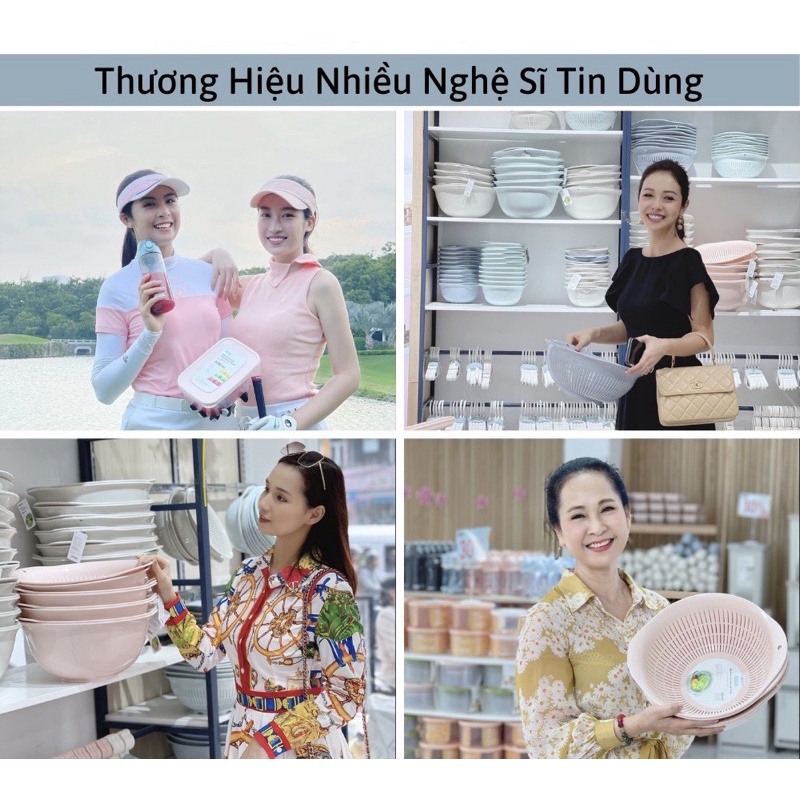 Bộ Thau Rổ nhựa đựng đồ kèm chậu yoko loại tròn 23cm nhựa dẻo inochi cao cấp kháng khuẩn nhựa nguyên sinh