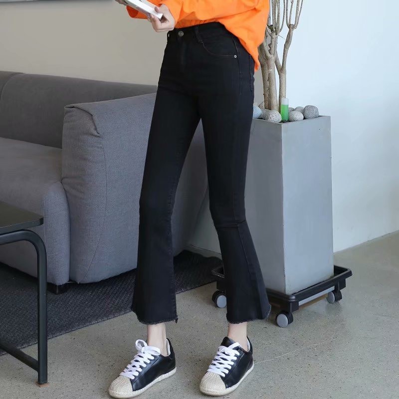 Quần Jeans Nữ Lưng Cao Ống Loe Thời Trang