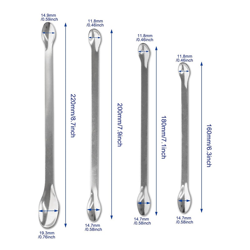 Bộ 20 Muỗng Nhỏ Hai Đầu Bằng Thép Không Gỉ Dùng Trong Phòng Thí Nghiệm