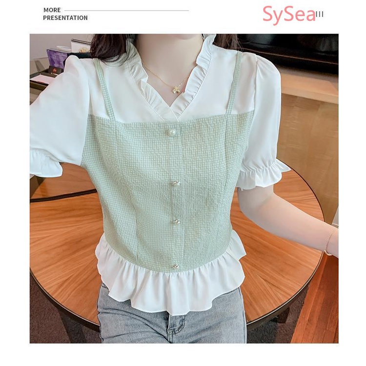 Áo Sơ Mi Cổ Chữ V Plus size Thời Trang Mùa Hè Pháp Cho Nữ