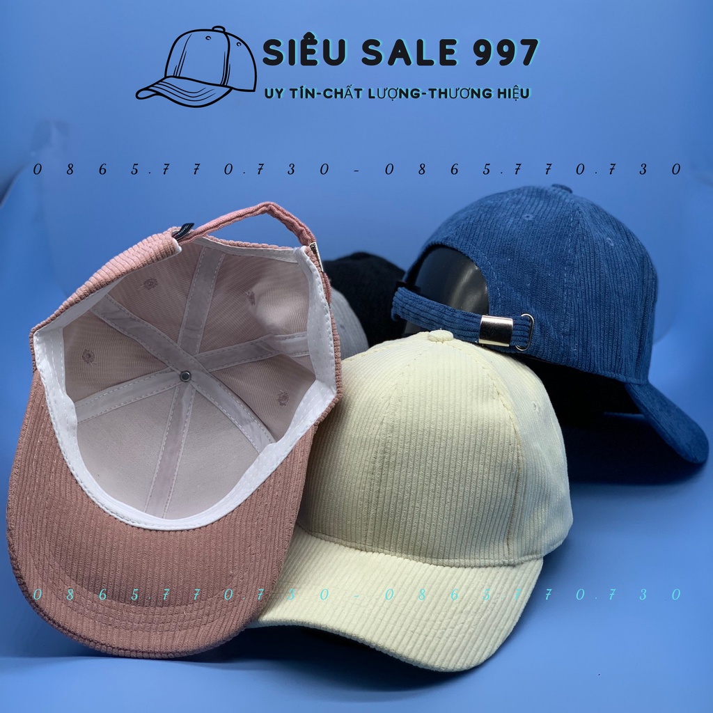 MŨ LƯỠI TRAI, NÓN KẾT NHUNG GÂN TRƠN NHIỀU MÀU CÁ TÍNH UNISEX FORM NAM NỮ