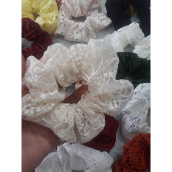 Scrunchies thun cột tóc ren dễ thương