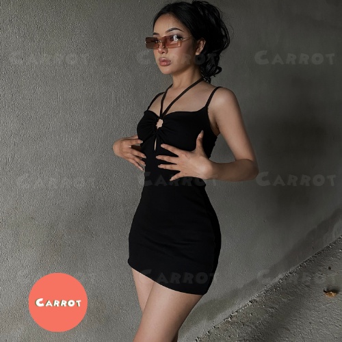 Đầm body sexy ôm dáng 2 dây khoét ngực váy ngắn ôm tôn dáng quyến rũ cut-out thun co giãn cao cấp Carrotxinhdep - 62