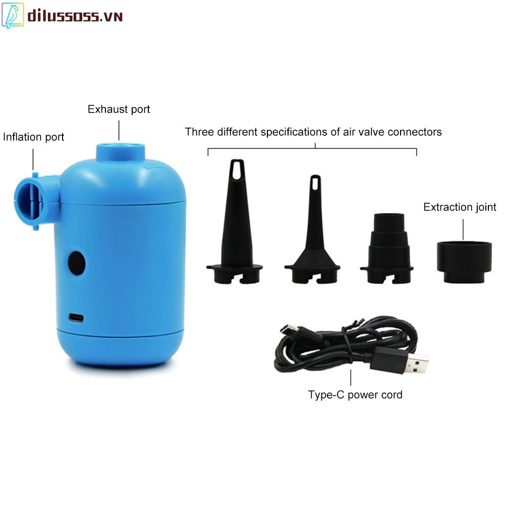 Máy Bơm Hơi Mini Dilussoss DC 5V Cổng USB Dùng Khi Cắm Trại Ngoài Trời