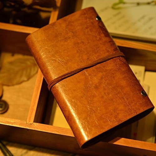 Sổ tay giấy kraft bìa da giả họa tiết lá cây