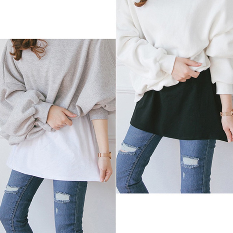 Xiangbao Áo Sweatshirt Giả Hai Lớp Viền Giả Màu Trơn Co Giãn Xẻ Tà Bên Hông Có Thể Tháo Rời Trang Trí Cho Nữ