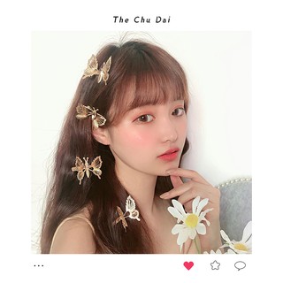 Phụ kiện Kẹp tóc kim loại hình bướm có thể đong đưa theo chiều gió hoàng hôn